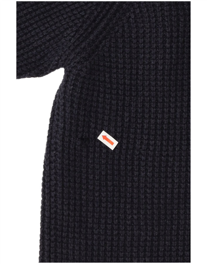 Gant Mens Shawl Neck Jumper Sweater Medium Navy Blue Cotton