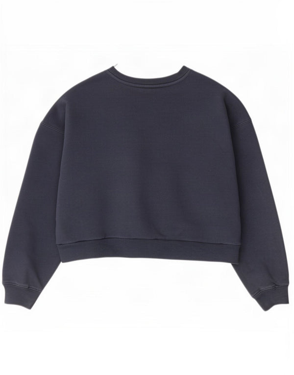Ellesse Womens Crop Graphic Sweatshirt Jumper UK 12 Medium Navy Blue