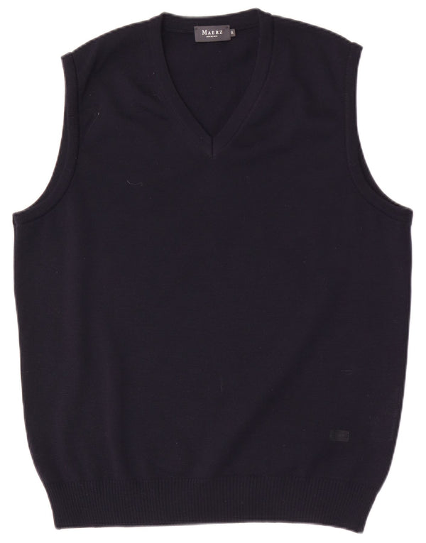 Maerz Muenchen Mens Vest Tank Top IT 50 Medium Navy Blue Wool