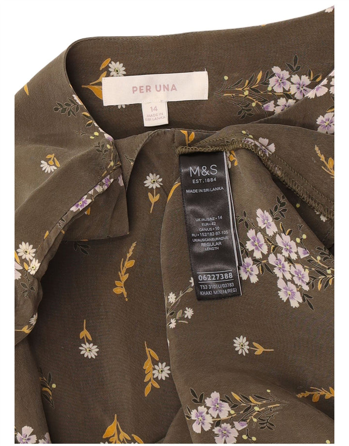 Marks & Spencer Womens Per Una Long Sleeve Shift Dress UK 14 Large Green