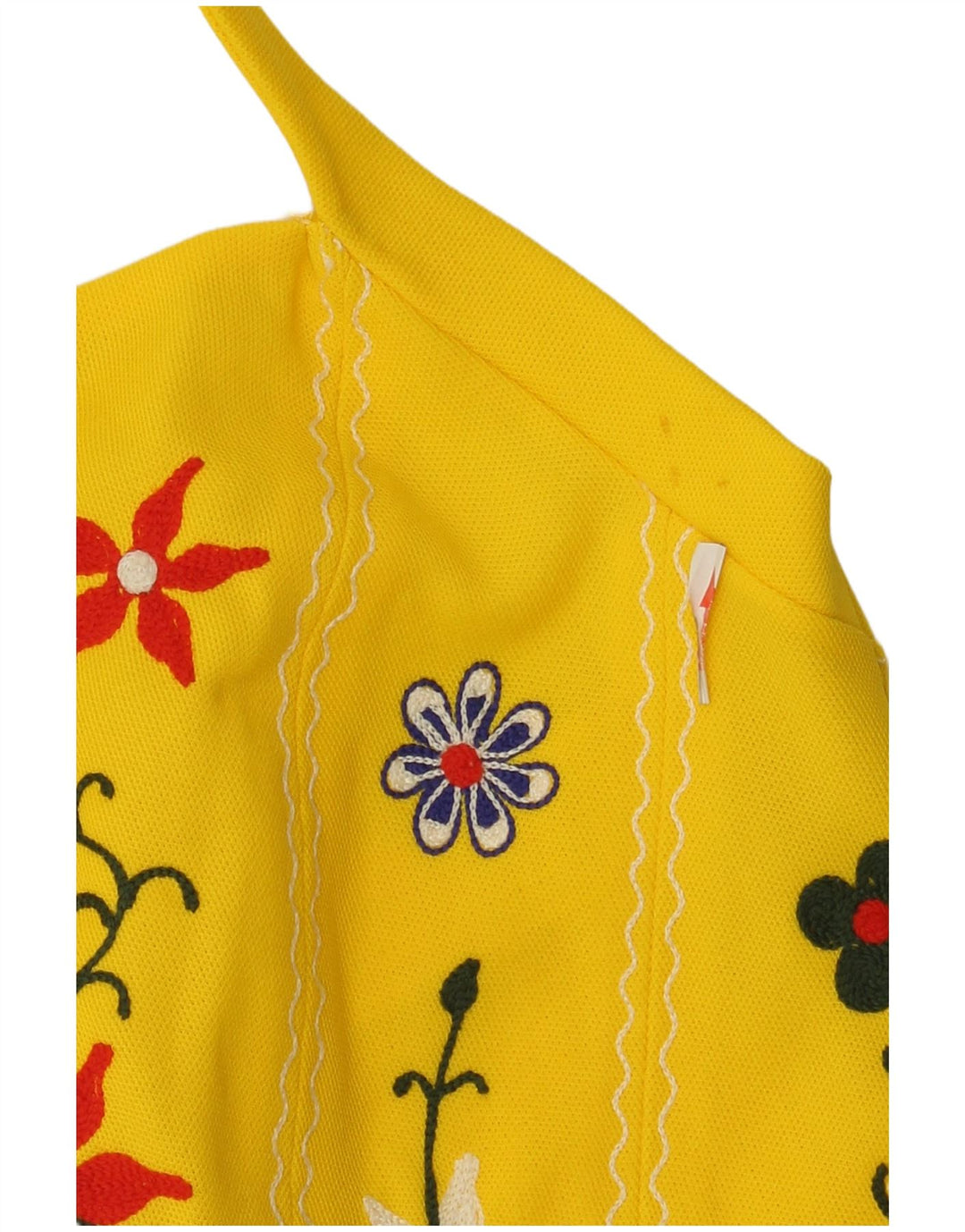 Vintage Womens Halter Dress IT 42 Medium Yellow Floral