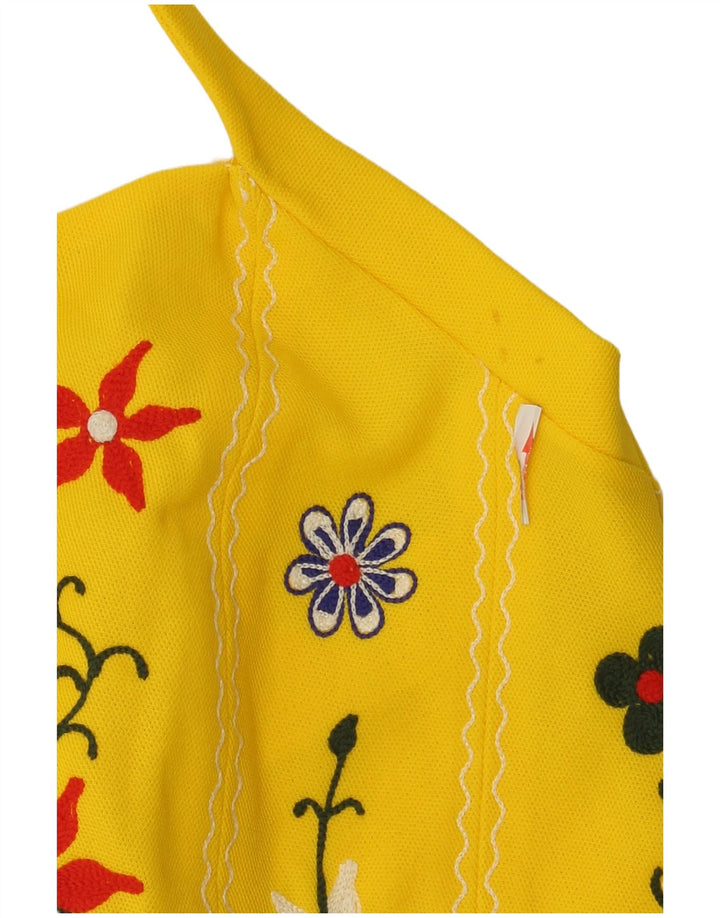 Vintage Womens Halter Dress IT 42 Medium Yellow Floral