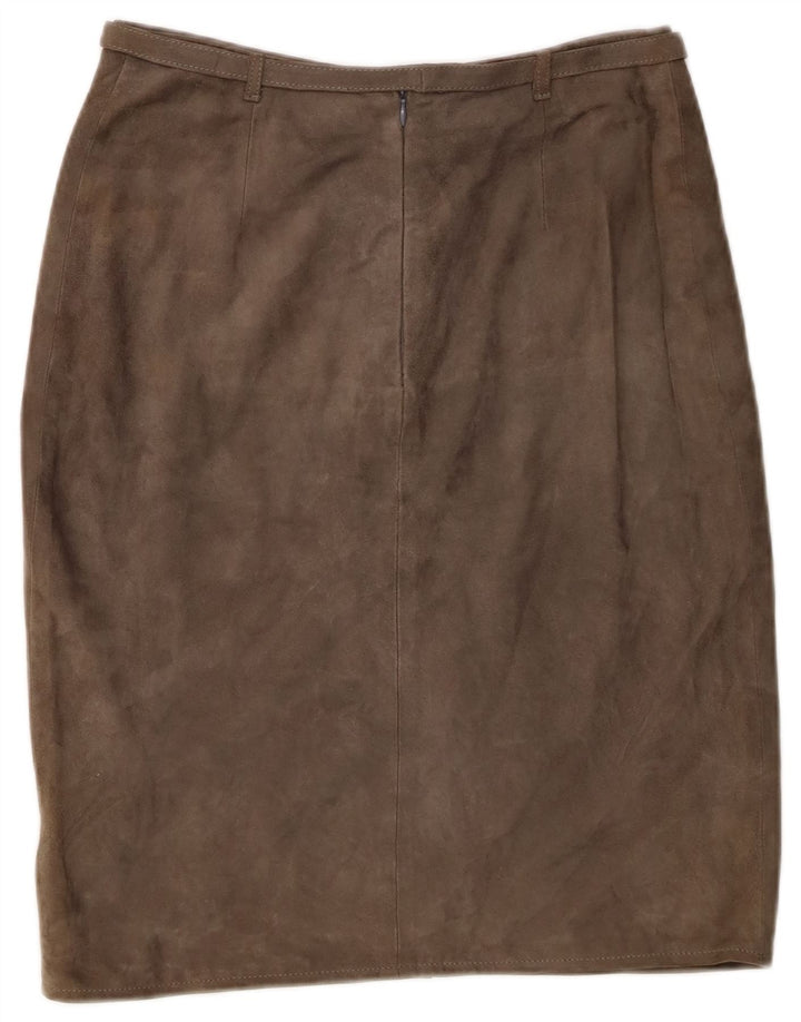 Vintage Womens Suede Skirt IT 44 Medium W26  Khaki Leather