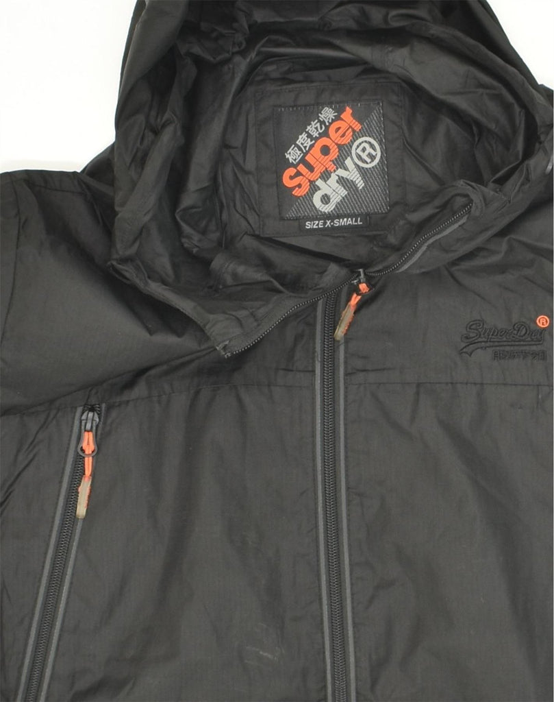 SUPERDRY Mens Hooded Rain Jacket UK 34 XS Black Nylon | Vintage Superdry | Thrift | Second-Hand Superdry | Used Clothing | Messina Hembry 