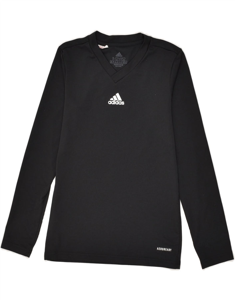 ADIDAS Boys Aeroready Top Long Sleeve 11-12 Years Black | Vintage Adidas | Thrift | Second-Hand Adidas | Used Clothing | Messina Hembry 