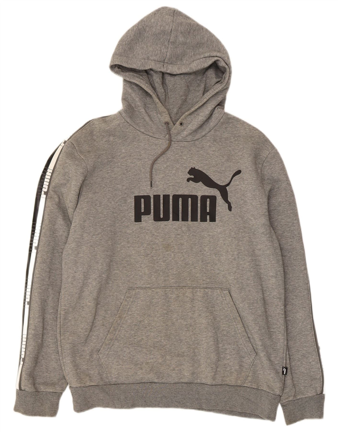 PUMA Mens Graphic Hoodie Jumper Medium Grey Cotton