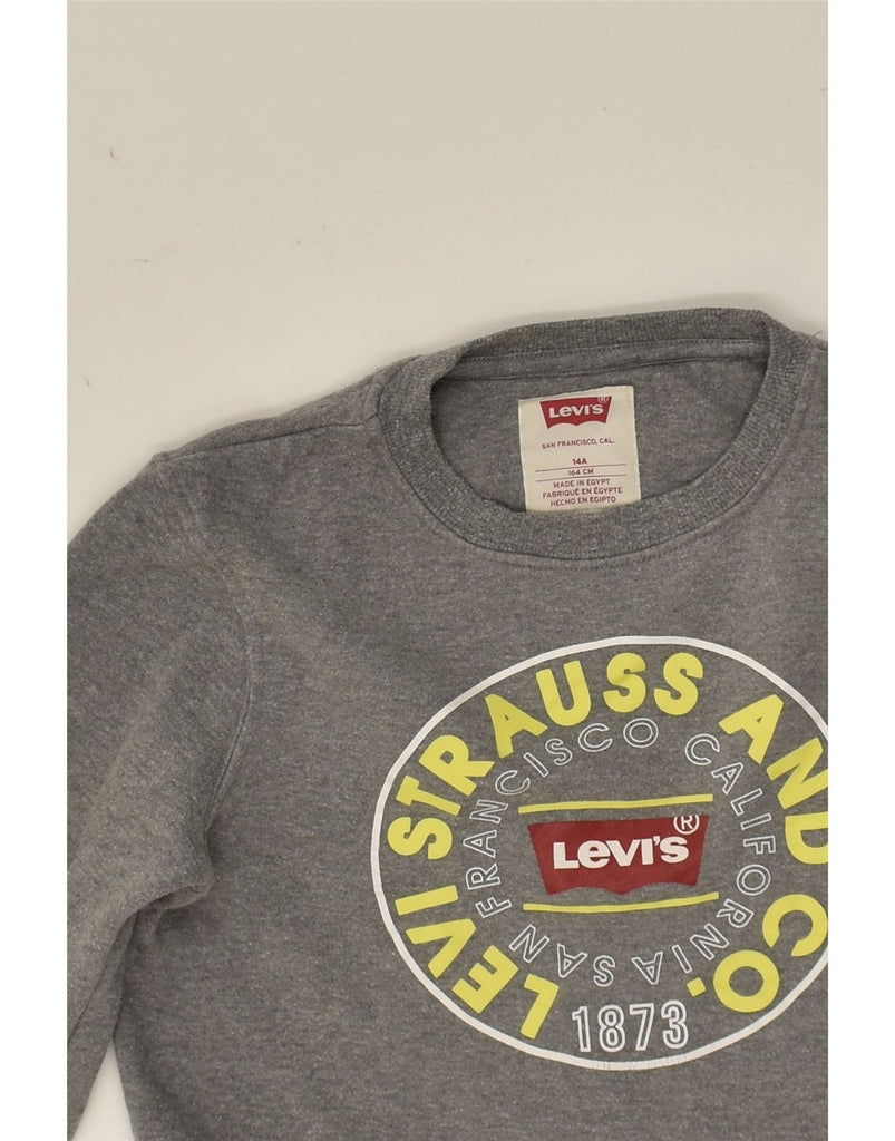 LEVI'S Boys Graphic Sweatshirt Jumper 13-14 Years Grey Cotton | Vintage Levi's | Thrift | Second-Hand Levi's | Used Clothing | Messina Hembry 