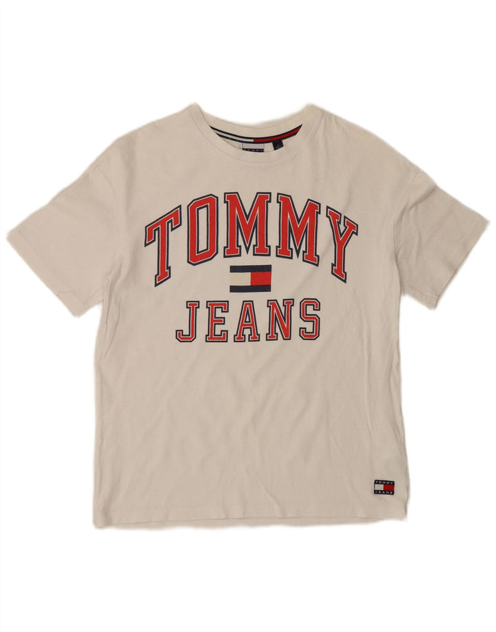 Tommy Hilfiger Mens Graphic T-Shirt Top Small White Cotton