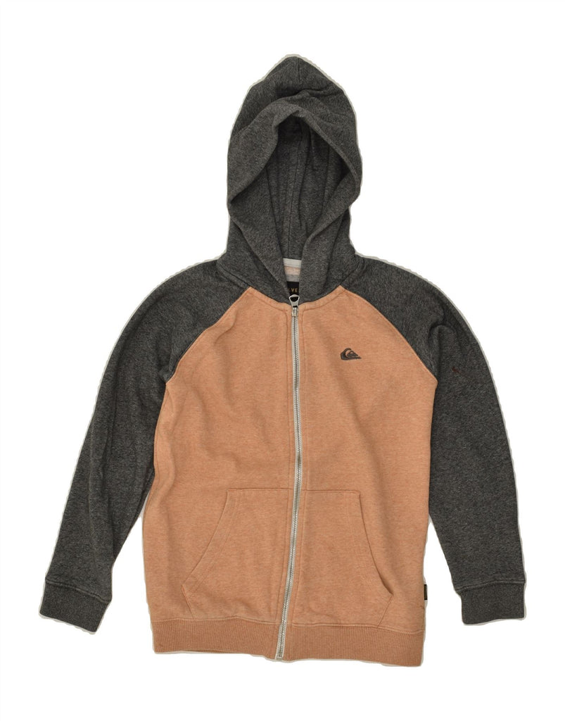 QUIKSILVER Boys Zip Hoodie Sweater 7-8 Years Beige Colourblock Cotton | Vintage Quiksilver | Thrift | Second-Hand Quiksilver | Used Clothing | Messina Hembry 