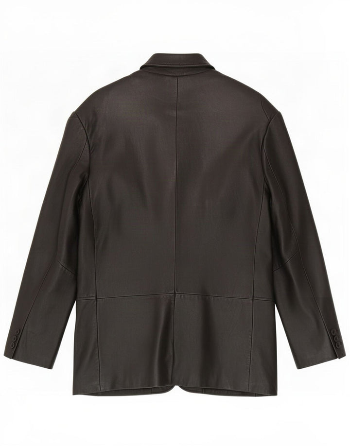 Kartel Mens 3 Button Leather Blazer Jacket UK 40 Large Black