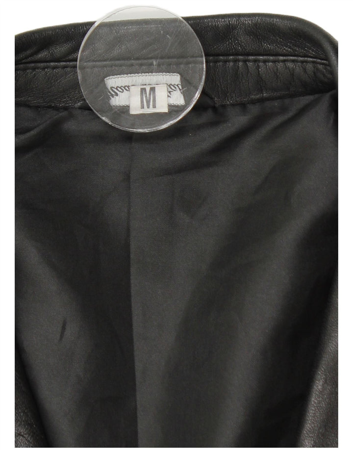 Vintage Mens 2 Button Leather Blazer Jacket UK 38 Medium Black Leather