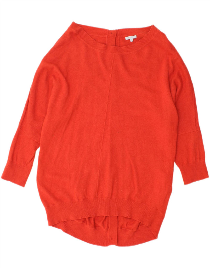 JIGSAW Womens 3/4 Sleeve Cardigan Sweater UK 16 Large Red Lambswool Vintage Jigsaw and Second-Hand Jigsaw from Messina Hembry 