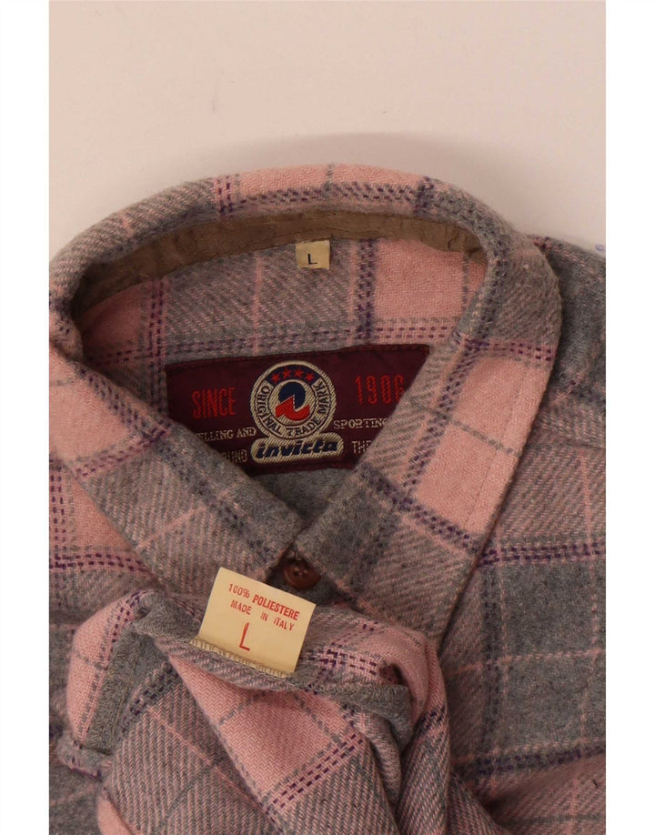 Invicta Mens Flannel Shirt Large Pink Check Polyester