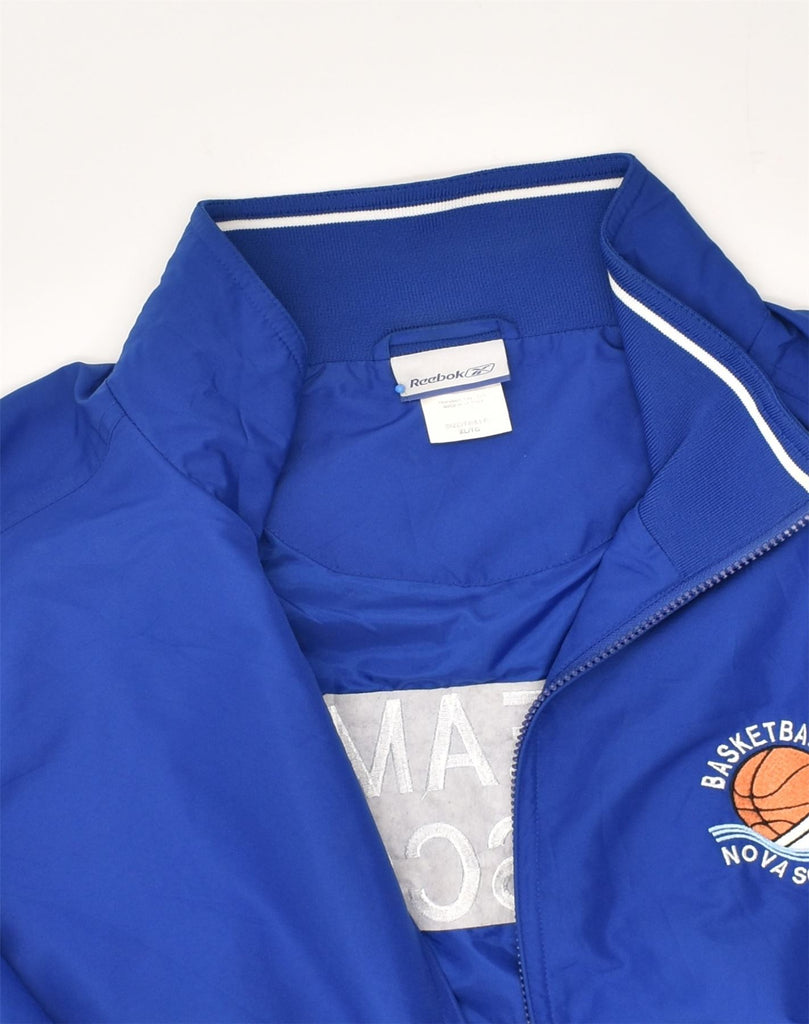 REEBOK Mens Basketball Graphic Rain Jacket UK 42 XL Blue Polyester | Vintage Reebok | Thrift | Second-Hand Reebok | Used Clothing | Messina Hembry 