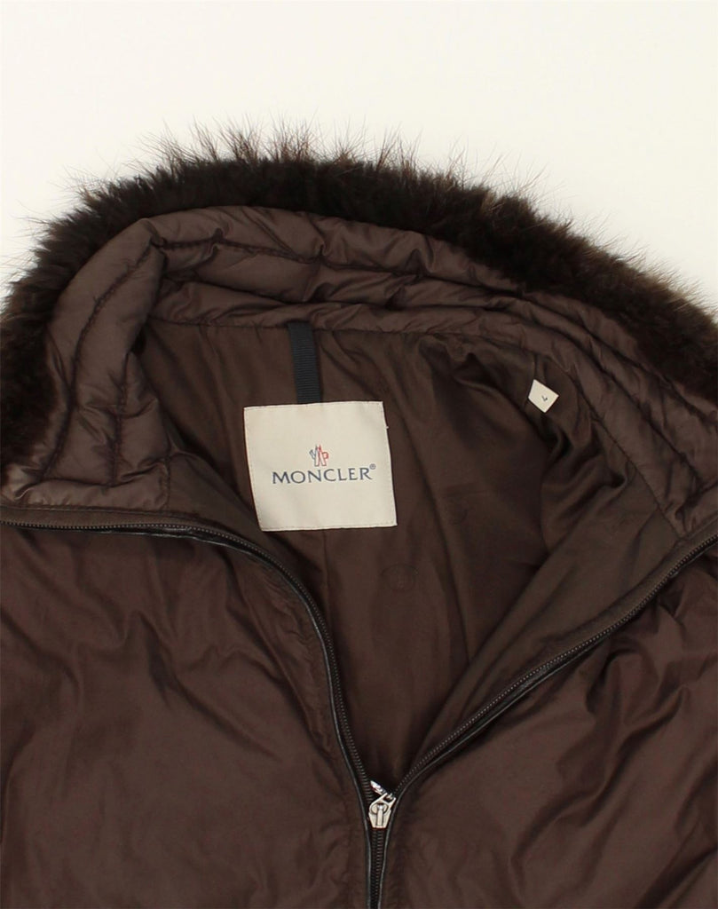 MONCLER Womens Padded Coat Size 4 XL Brown Polyester | Vintage Moncler | Thrift | Second-Hand Moncler | Used Clothing | Messina Hembry 