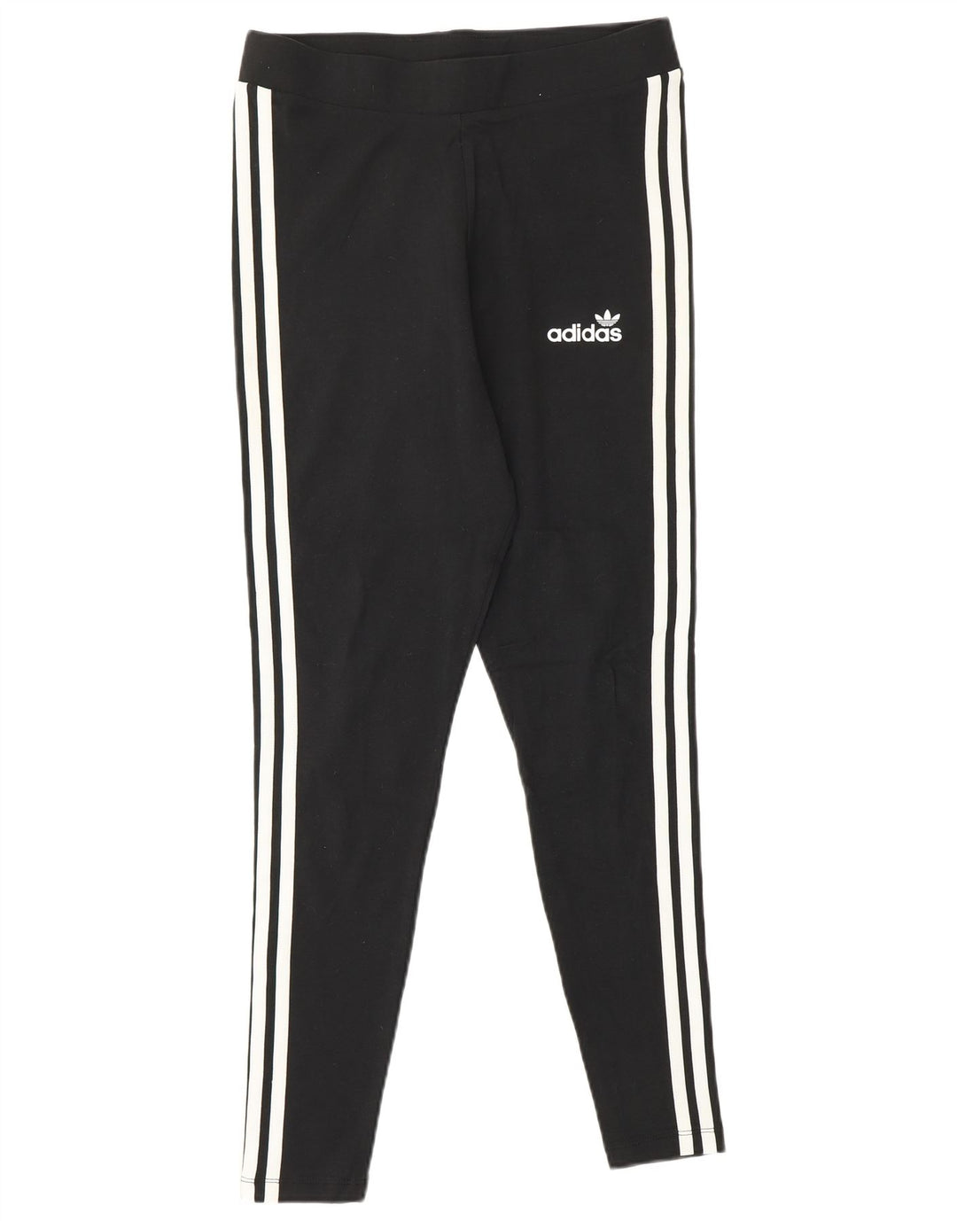Adidas Womens Leggings UK 14 Medium Black Striped Cotton