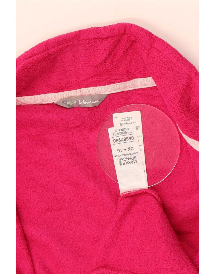 Marks & Spencer Womens Fleece Jacket UK 16 Large Pink Polyester