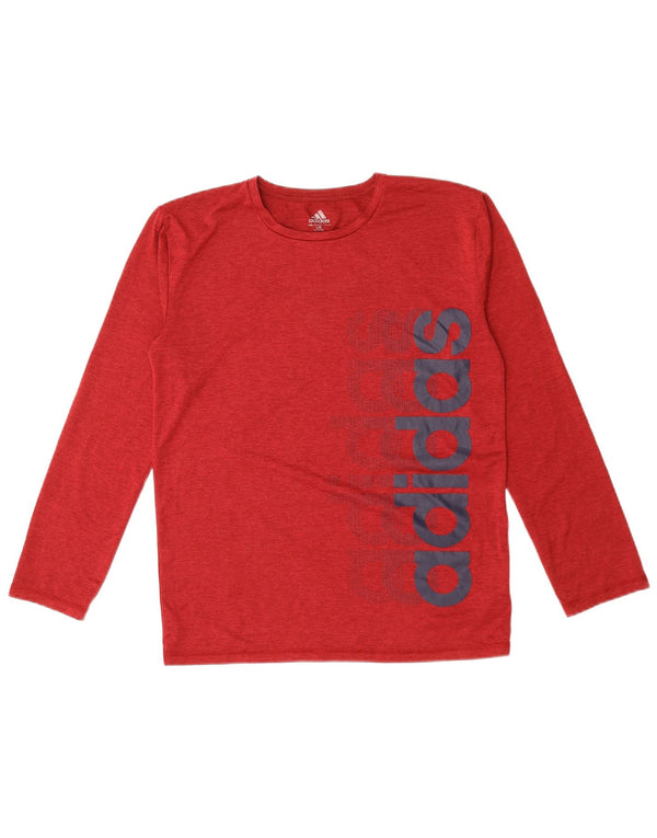 ADIDAS Boys Graphic Top Long Sleeve 14-15 Years Large Red Polyester
