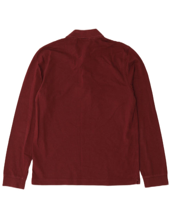 Lacoste Mens Long Sleeve Slim Fit Polo Shirt Size 3 Small Burgundy Cotton