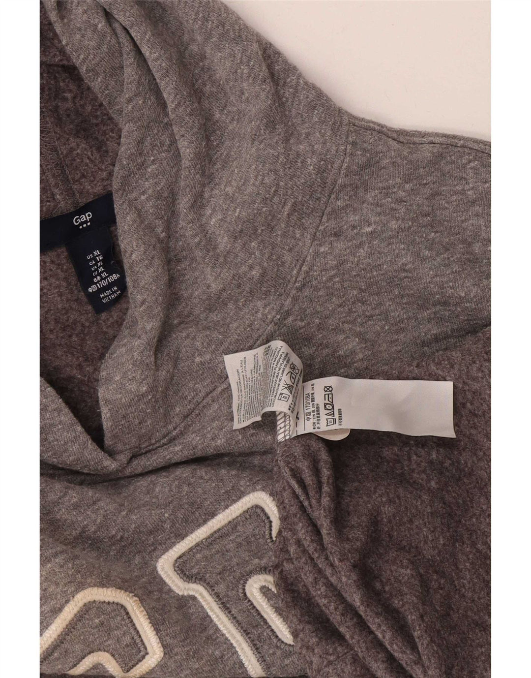 Gap Womens Graphic Hoodie Jumper UK 18 XL Grey Polyester