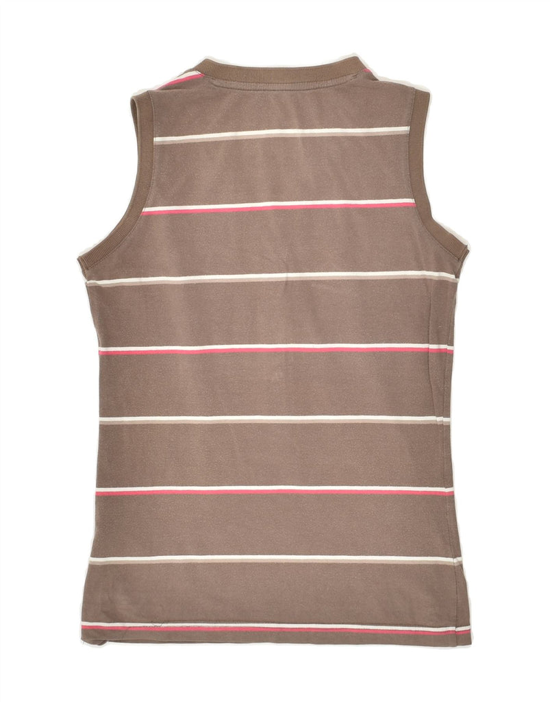 NIKE Womens Vest Top UK 10 Small Brown Striped Cotton Vintage Nike and Second-Hand Nike from Messina Hembry 