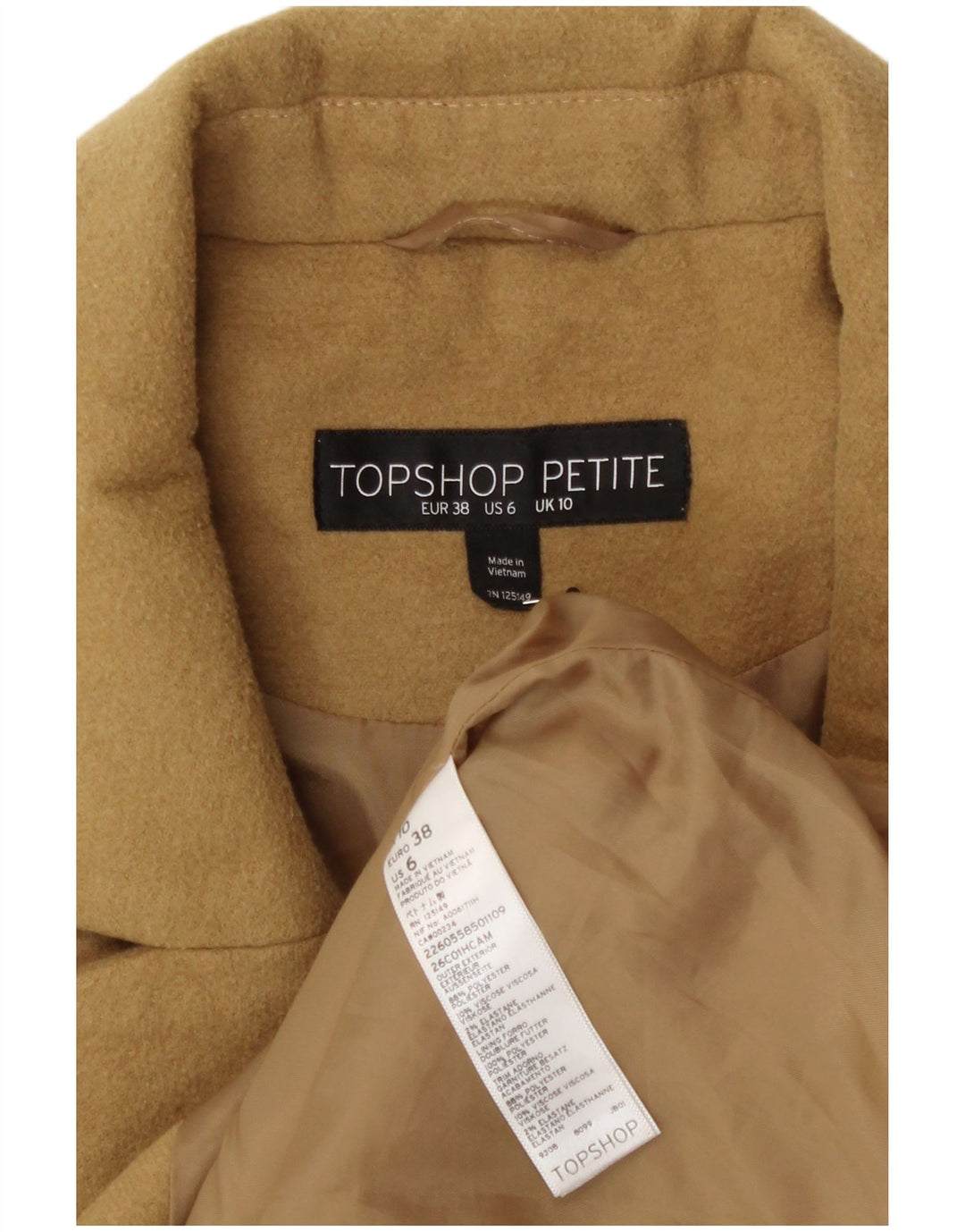 Topshop Womens Oversized Overcoat UK 10 Small Yellow Polyester