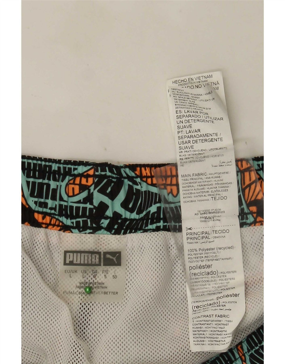 Puma Mens Graphic Swimming Shorts Large Multicoloured Polyester