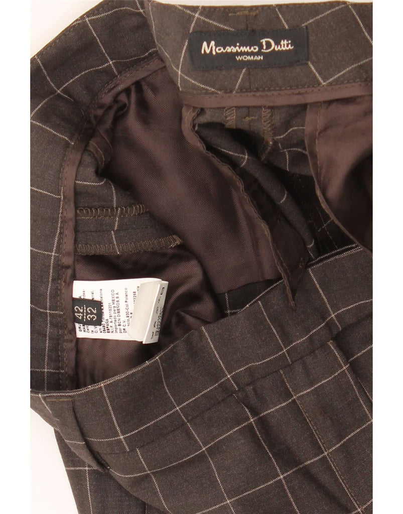 MASSIMO DUTTI Womens Casual Trousers EU 42 Large W32 L34 Brown Check Vintage Massimo Dutti and Second-Hand Massimo Dutti from Messina Hembry 