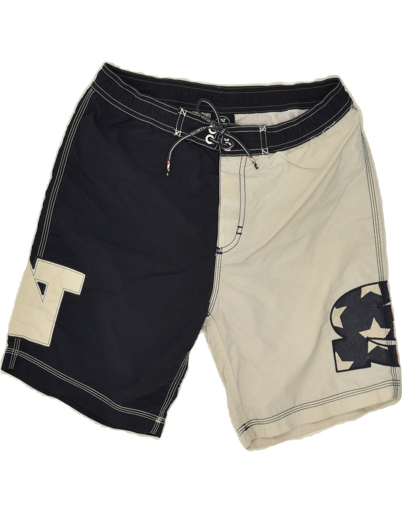 NORTH SAILS Boys Graphic Swimming Shorts 13-14 Years Navy Blue Colourblock Vintage North Sails and Second-Hand North Sails from Messina Hembry 