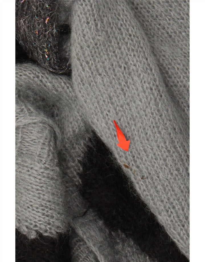 VINTAGE Womens Cardigan Sweater UK 20 2XL Grey Colourblock