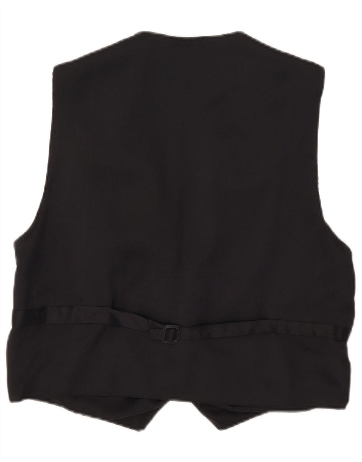 Vintage Womens Waistcoat UK 14 Medium Black Geometric