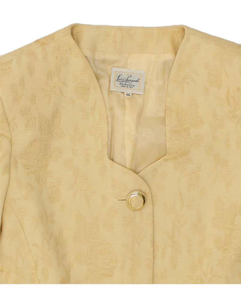 LUISA SPAGNOLI Womens Short Sleeve Blazer Jacket IT 44 Medium Yellow | Vintage Luisa Spagnoli | Thrift | Second-Hand Luisa Spagnoli | Used Clothing | Messina Hembry 