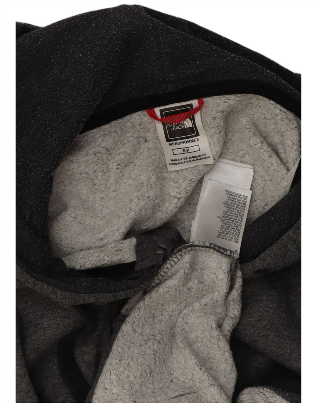 The North Face Mens Zip Hoodie Sweater Small Grey Cotton