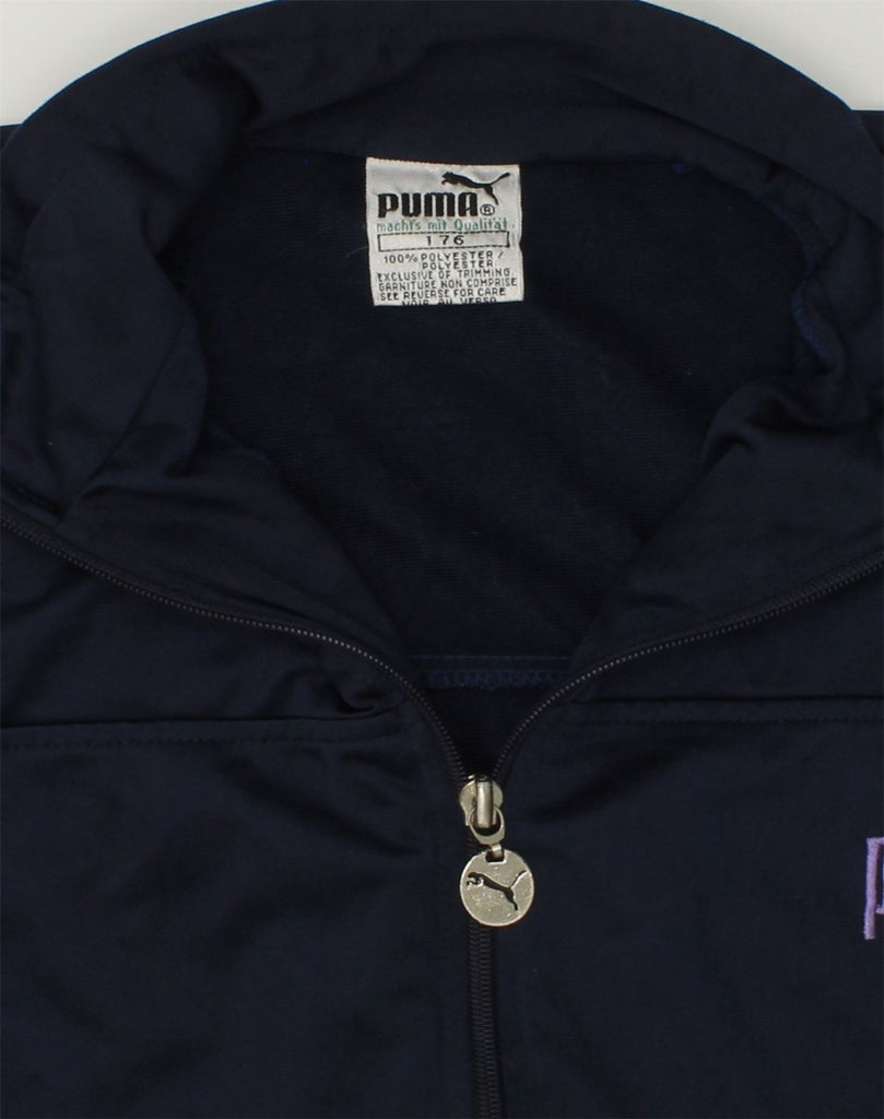 PUMA Girls Tracksuit Top Jacket 15-16 Years Navy Blue Polyester | Vintage Puma | Thrift | Second-Hand Puma | Used Clothing | Messina Hembry 