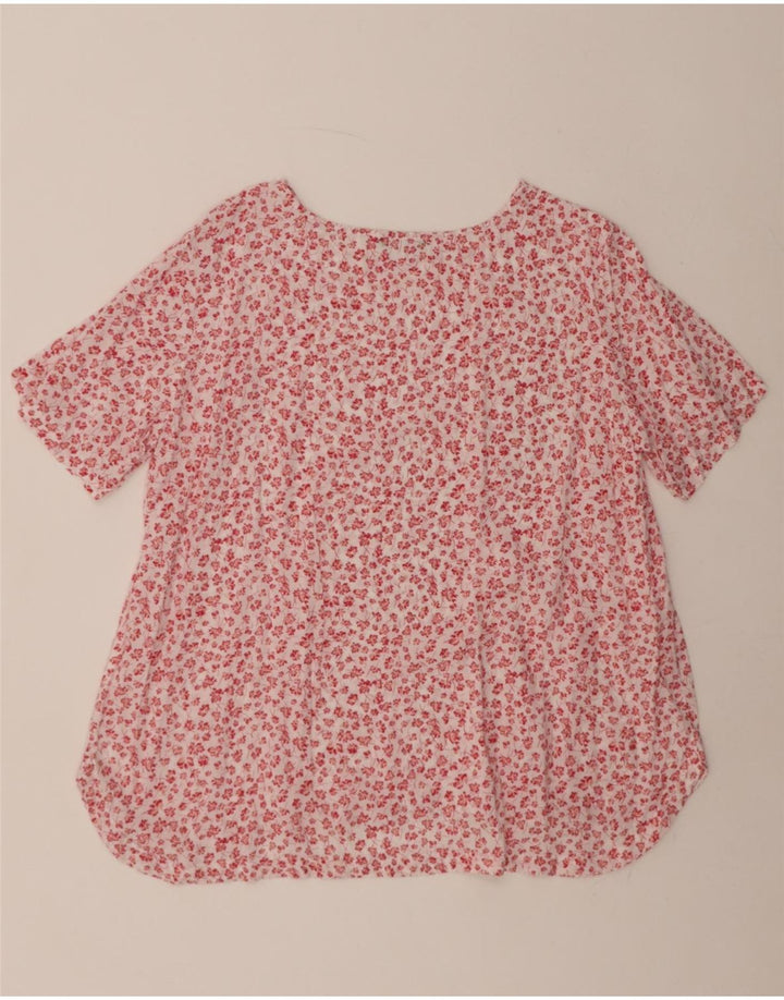 BENETTON Womens Blouse Top UK 18 XL Red Floral Vintage Benetton and Second-Hand Benetton from Messina Hembry 