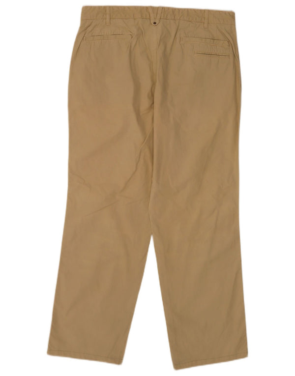 Massimo Dutti Mens Straight Chino Trousers EU 44 Large W34 L28 Beige Cotton