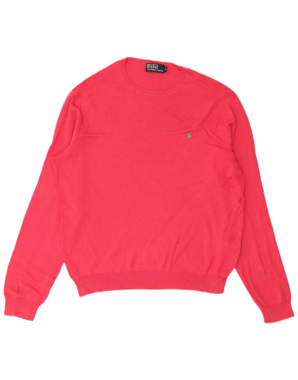 Polo Ralph Lauren Mens Crew Neck Jumper Sweater XL Pink Cotton