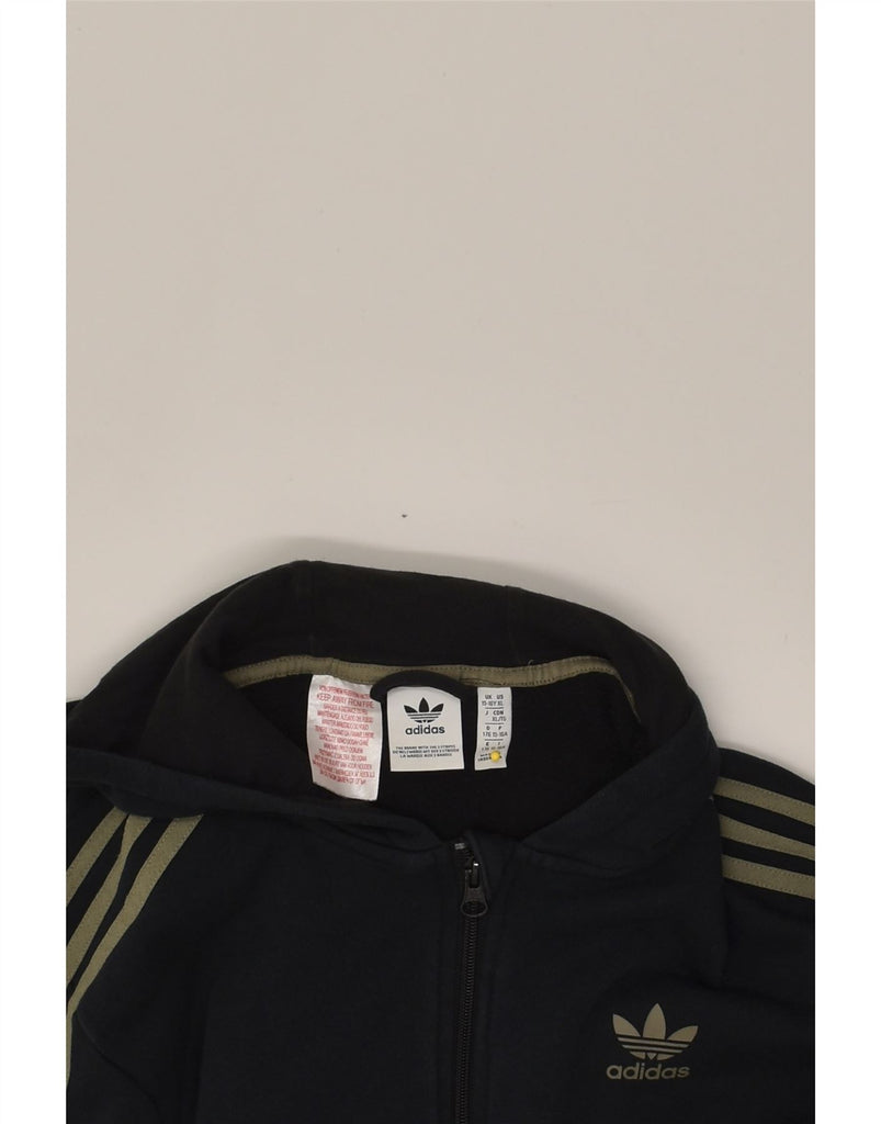 ADIDAS Boys Zip Hoodie Sweater 15-16 Years XL  Black Colourblock Cotton | Vintage Adidas | Thrift | Second-Hand Adidas | Used Clothing | Messina Hembry 