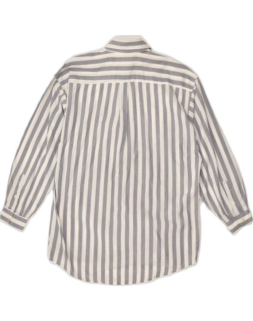 BENETTON Womens Shirt UK 10 Small Grey Striped Cotton | Vintage Benetton | Thrift | Second-Hand Benetton | Used Clothing | Messina Hembry 