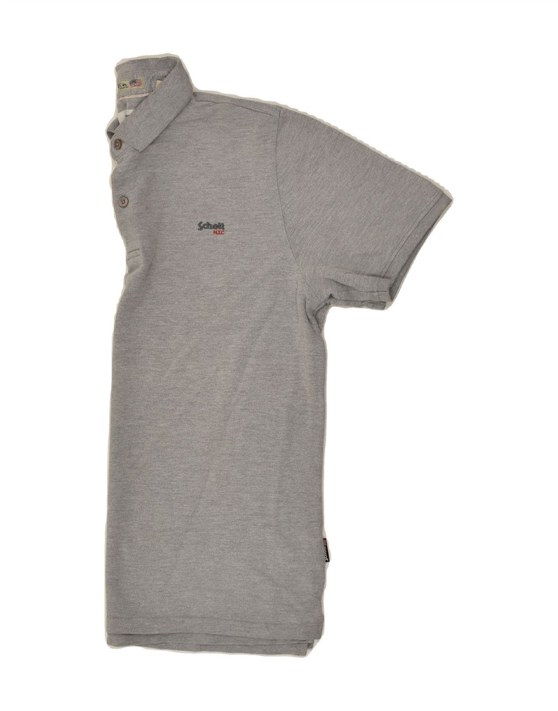 SCHOTT Mens Polo Shirt Large Grey Cotton | Vintage Schott | Thrift | Second-Hand Schott | Used Clothing | Messina Hembry 