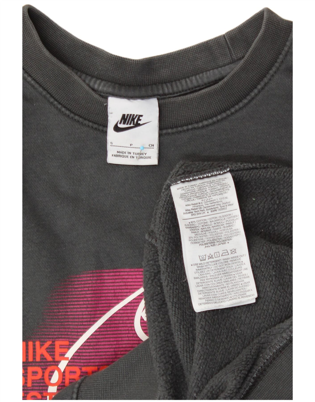 NIKE Mens Graphic Sweatshirt Jumper Small Grey Cotton