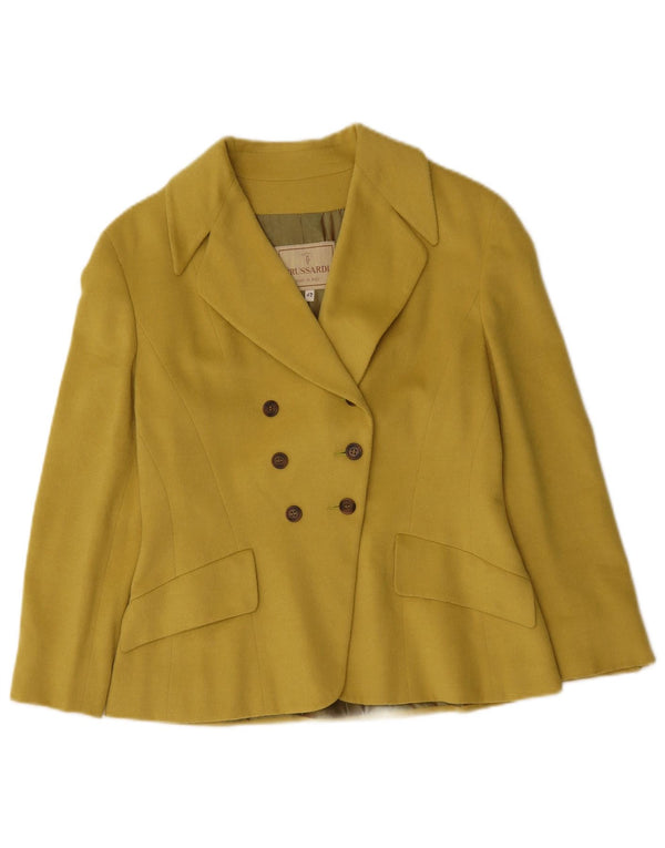 Trussardi Womens 3/4 Sleeve Blazer Jacket IT 42 Medium Yellow