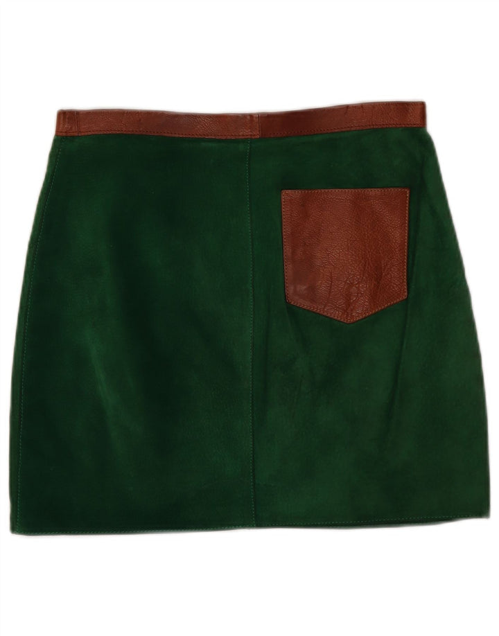 Vintage Womens Suede Mini Skirt W30 Medium Green