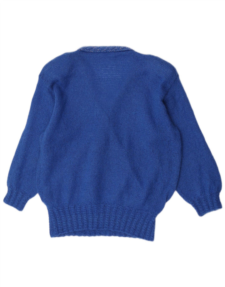 Vintage Womens V-Neck Jumper Sweater UK 14 Large Blue