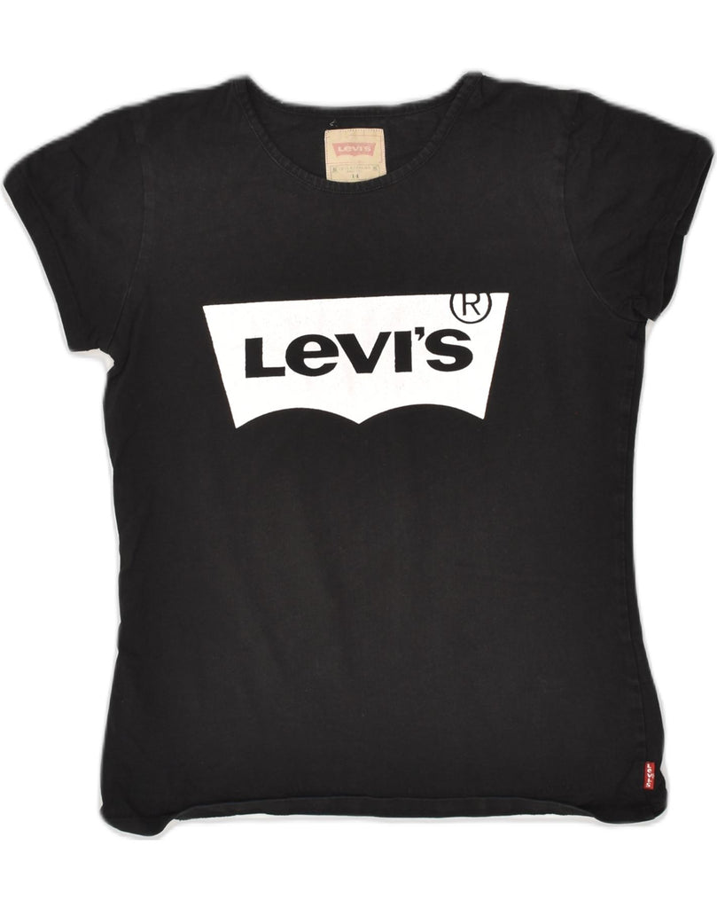 LEVI'S Girls Graphic T-Shirt Top 13-14 Years Black Cotton | Vintage Levi's | Thrift | Second-Hand Levi's | Used Clothing | Messina Hembry 