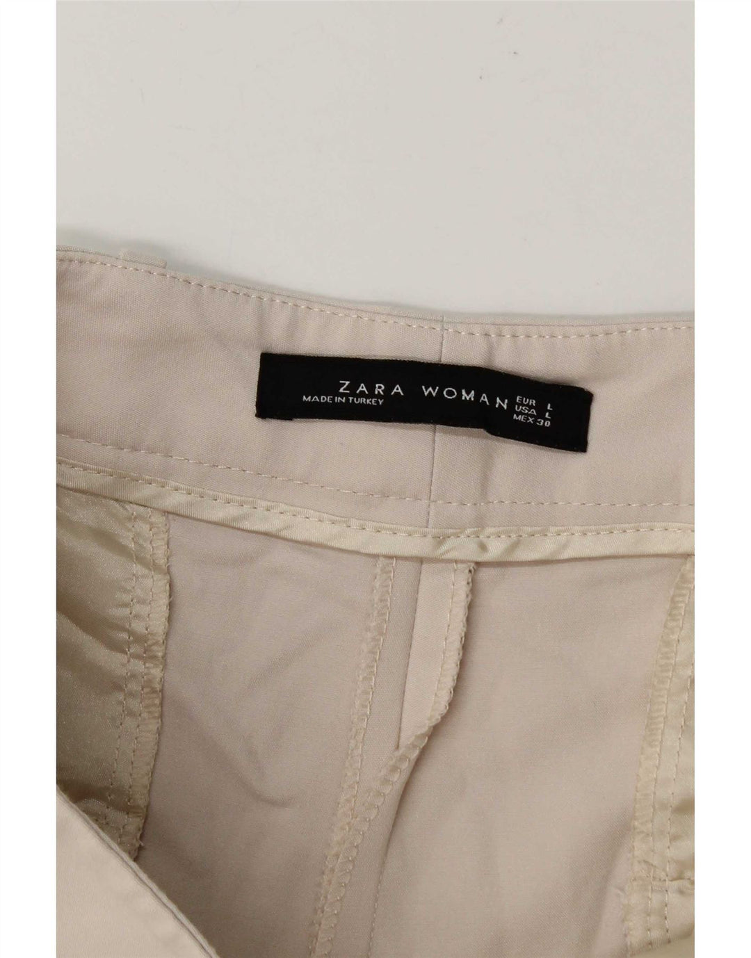 Zara Womens Slim Chino Trousers Large W30 L28 Off White