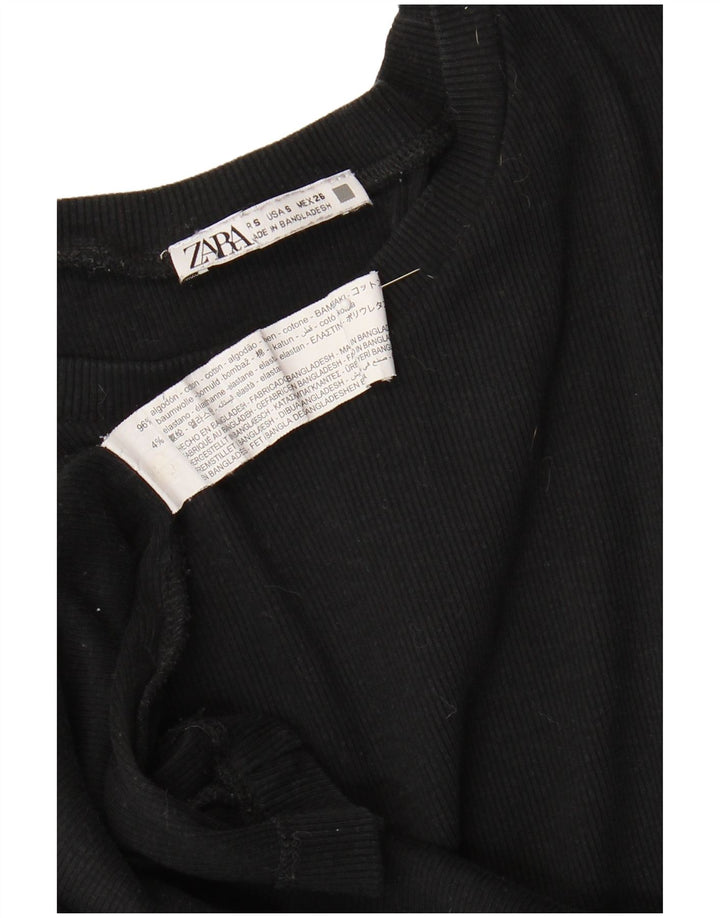 Zara Womens Sleeveless Shift Dress UK 10 Small Black Cotton
