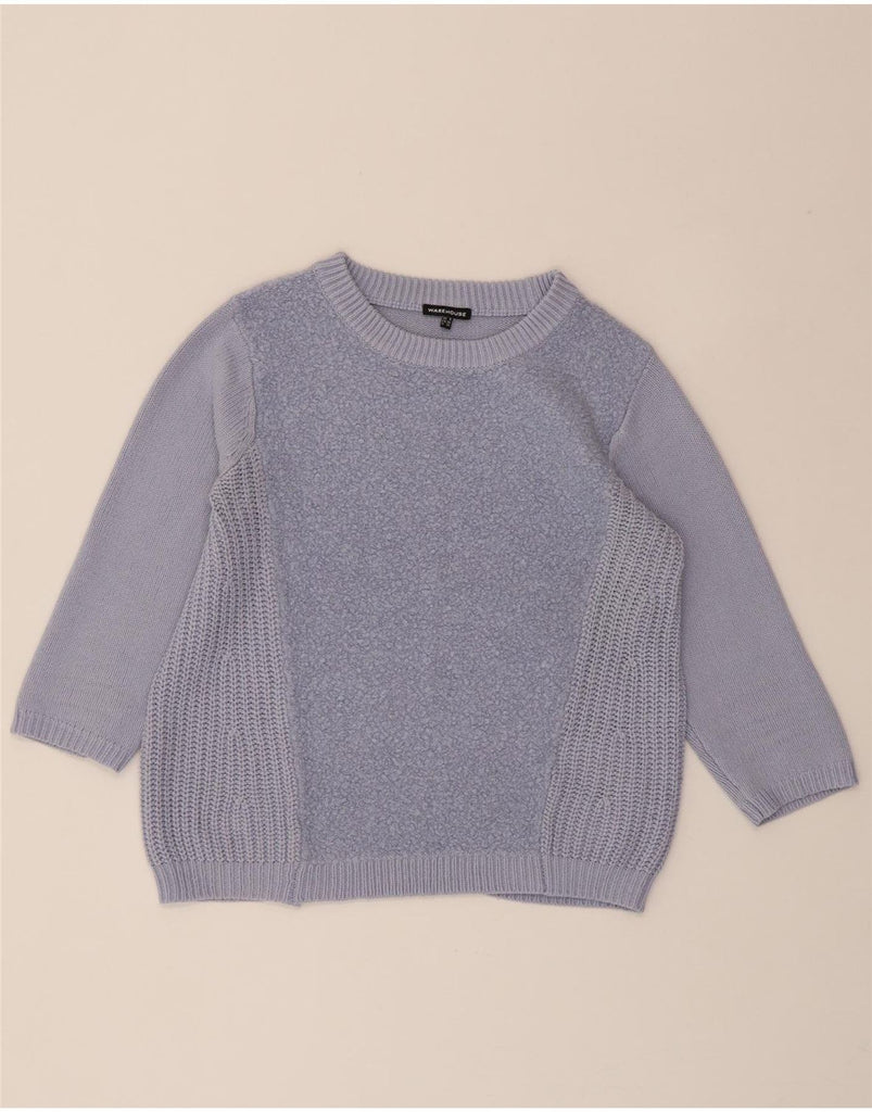 WAREHOUSE Womens Oversized Boat Neck Jumper Sweater UK 8 Small Purple Vintage Warehouse and Second-Hand Warehouse from Messina Hembry 