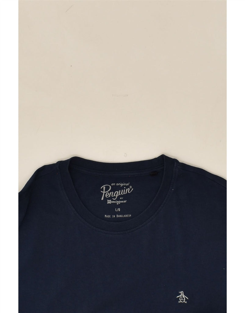 PENGUIN Mens T-Shirt Top Large Navy Blue Cotton | Vintage Penguin | Thrift | Second-Hand Penguin | Used Clothing | Messina Hembry 