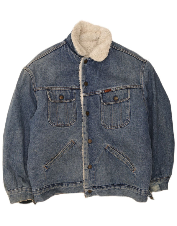 Rifle Mens Sherpa Denim Jacket UK 38 Medium Blue Cotton